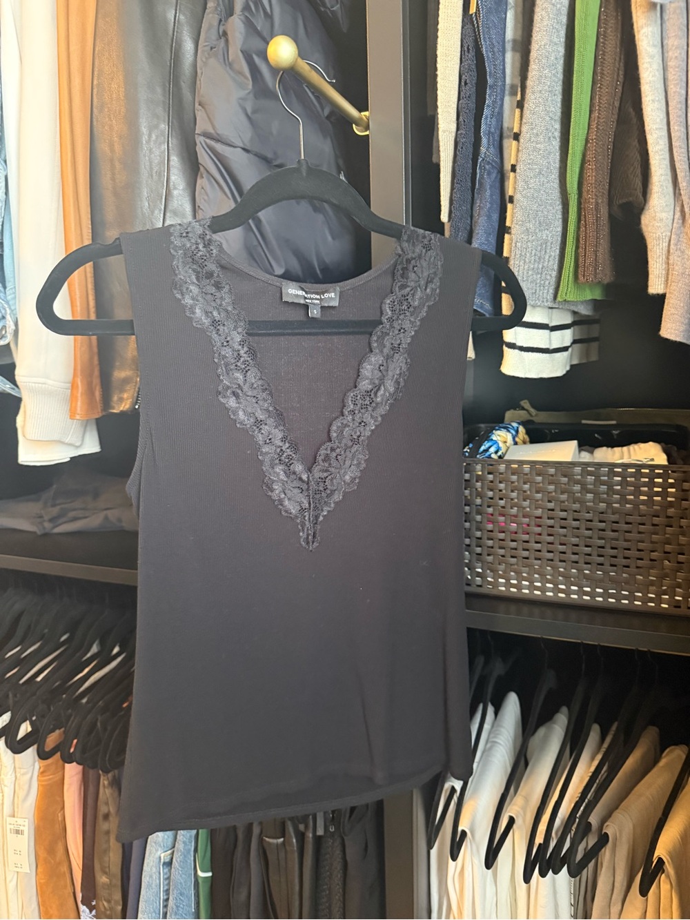 Generation Love Black Lace-Trim V-Neck Tank